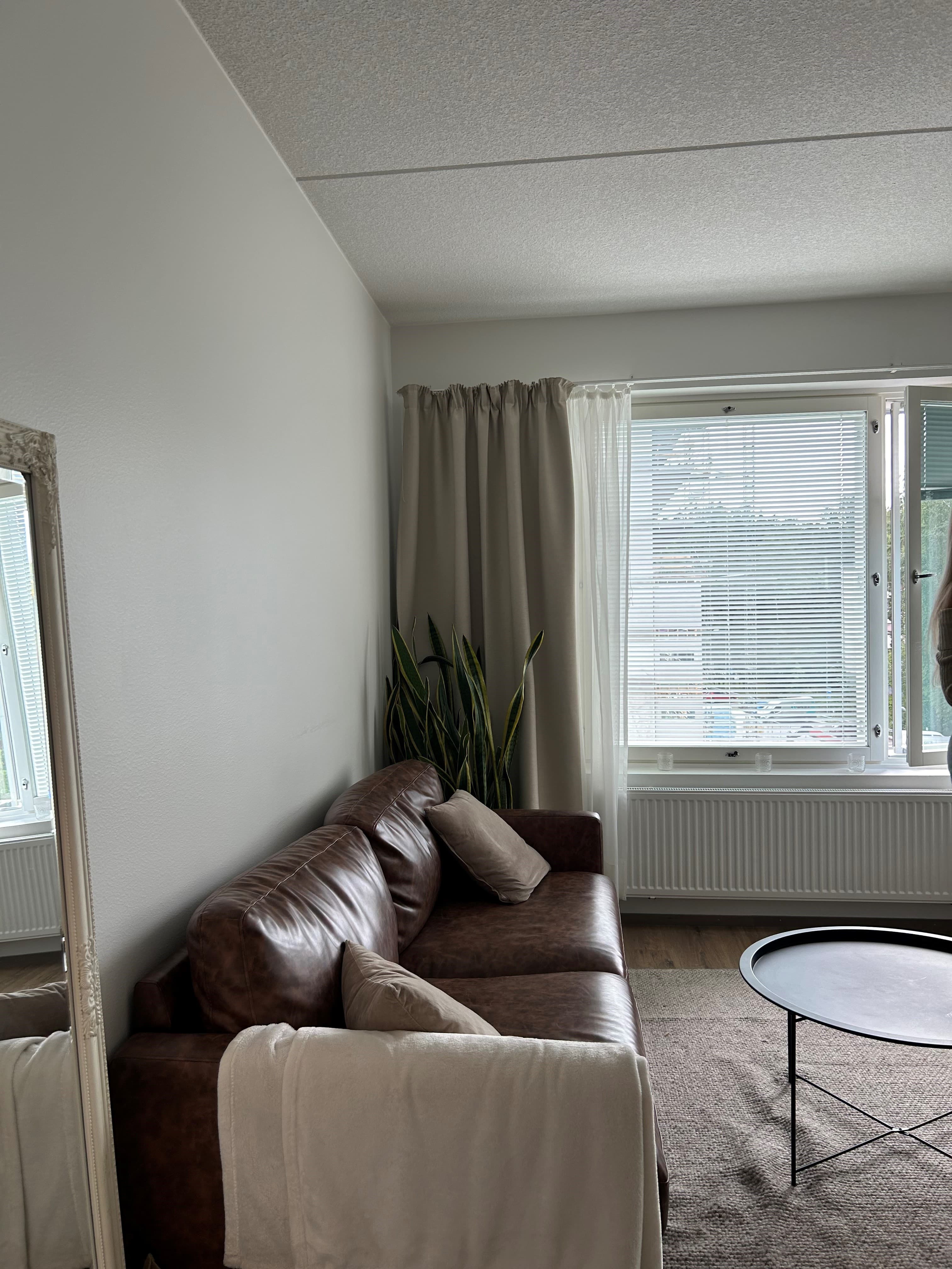 Kodin viihtyisä olohuone.