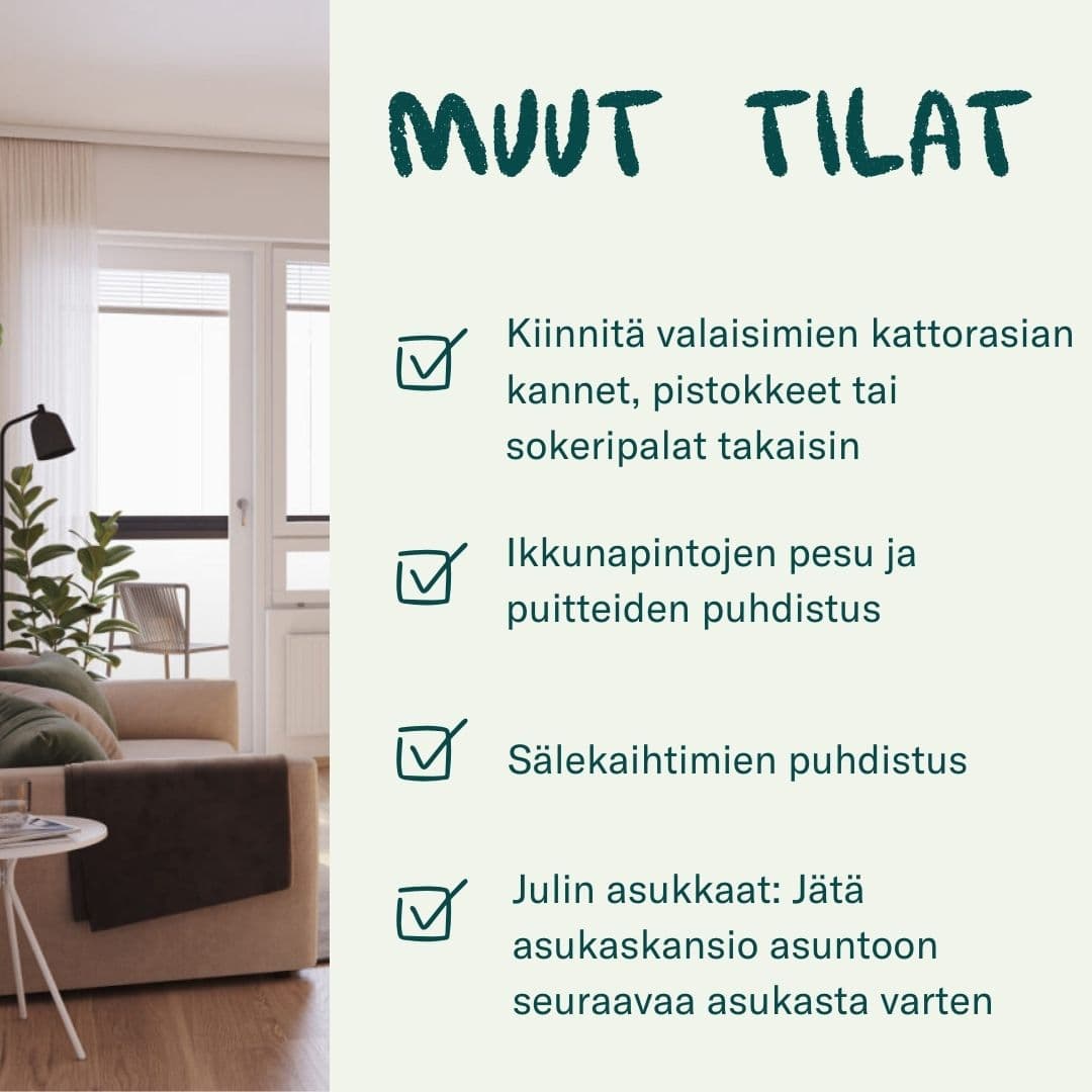 Muiden tilojen siivous