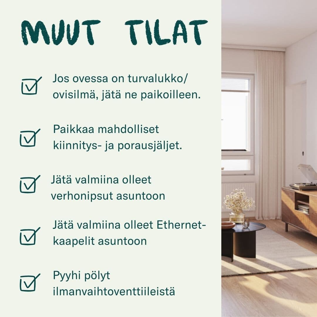 Muiden tilojen siivous